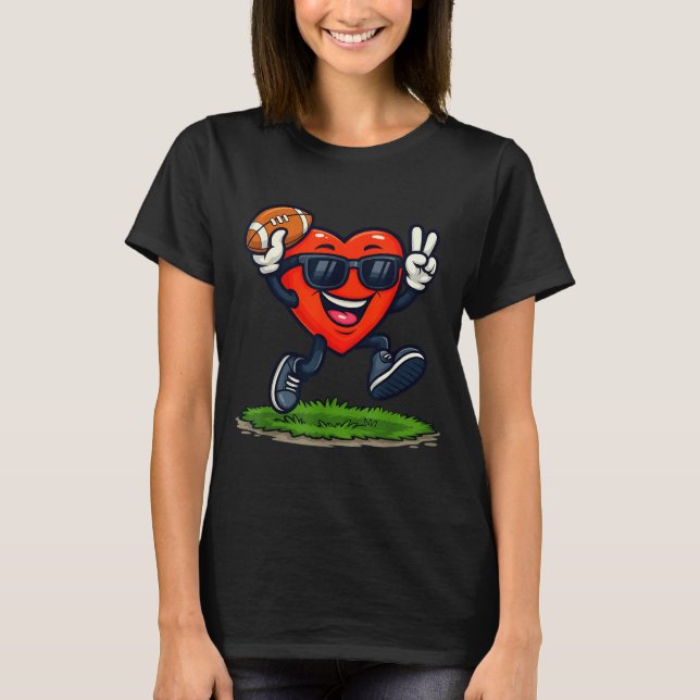 Heart Playing American Football Rugby Valentine Me T-Shirt (Vorderseite)