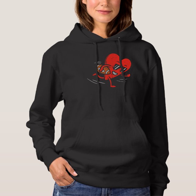 Heart Playing American Football Valentines Day Spo Hoodie (Vorderseite)