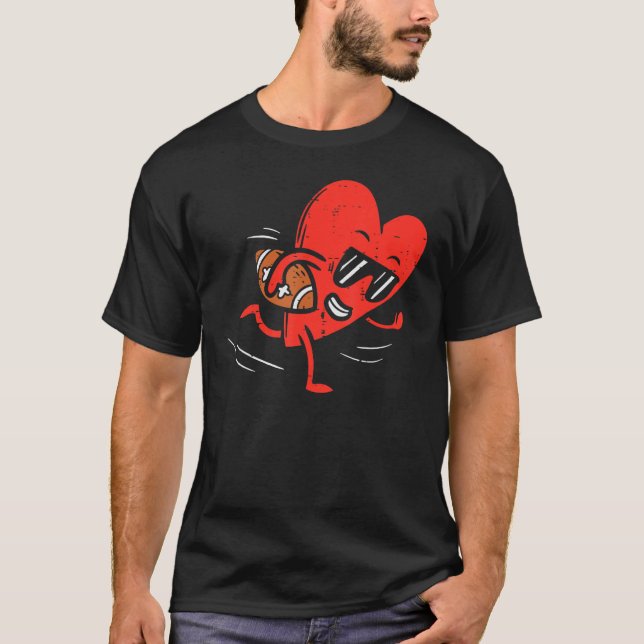 Heart Playing American Football Valentines Day Spo T-Shirt (Vorderseite)