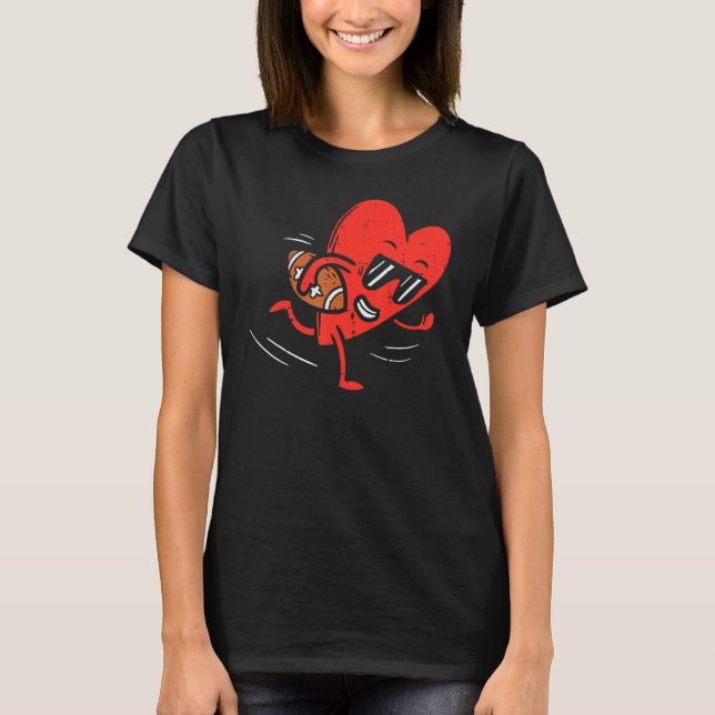 Heart Playing American Football Valentines Day Spo T-Shirt (Vorderseite)