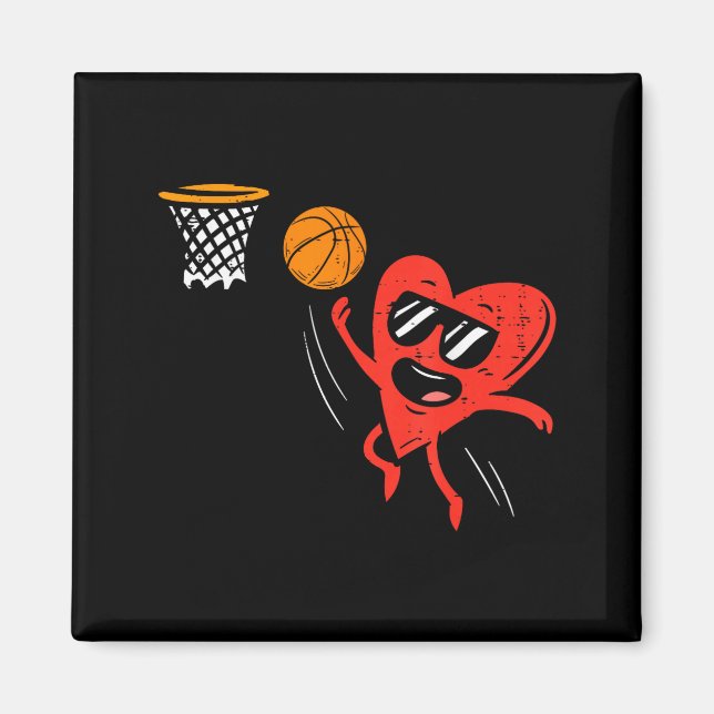Heart Playing Basketball Cute Valentines Day Srts  Magnet (Vorne)