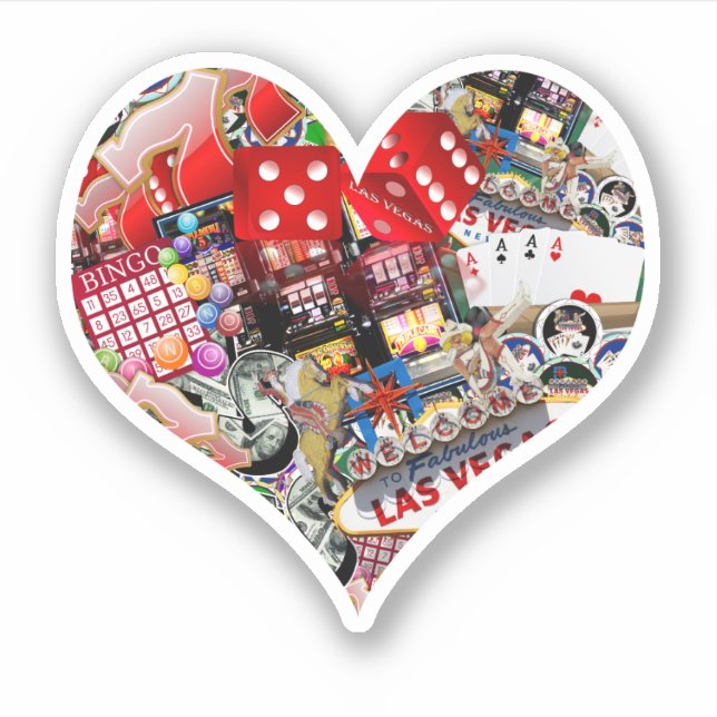 Heart Playing Card Shape - Gamblers Delight Aufkleber (Vorderseite)