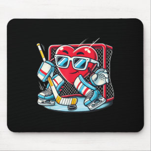 Heart Playing Hockey Goalie Valentinstag Men Wom Mousepad