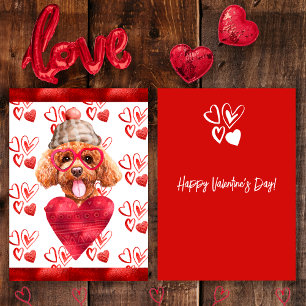 Heart Poodle Dog Lover Valentine Geschenk Feiertagskarte