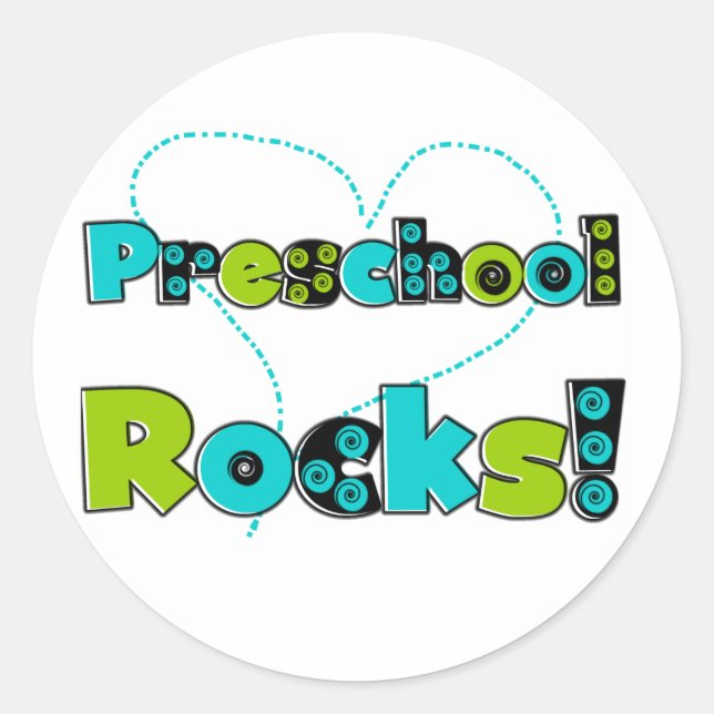Heart Preschool Rocks Runder Aufkleber (Vorderseite)