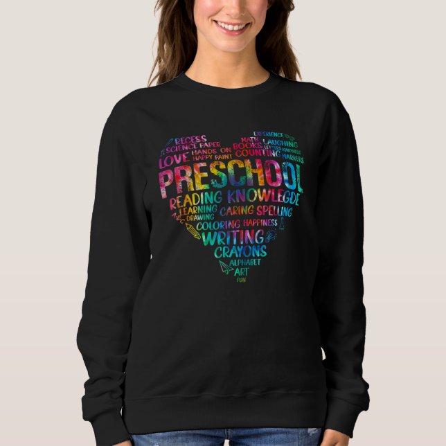 Heart Preschool Tie Dye Team Teacher Student Back  Sweatshirt (Vorderseite)