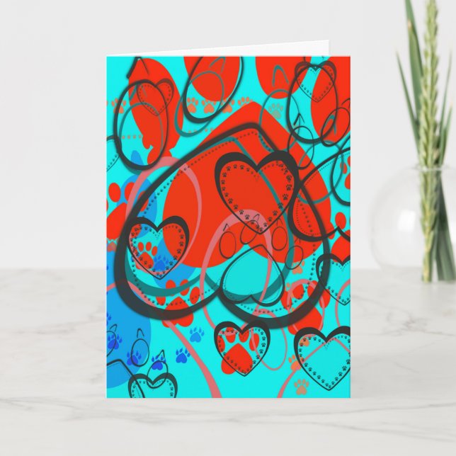 Heart Prints Pet Sympathy Card Karte (Vorderseite)