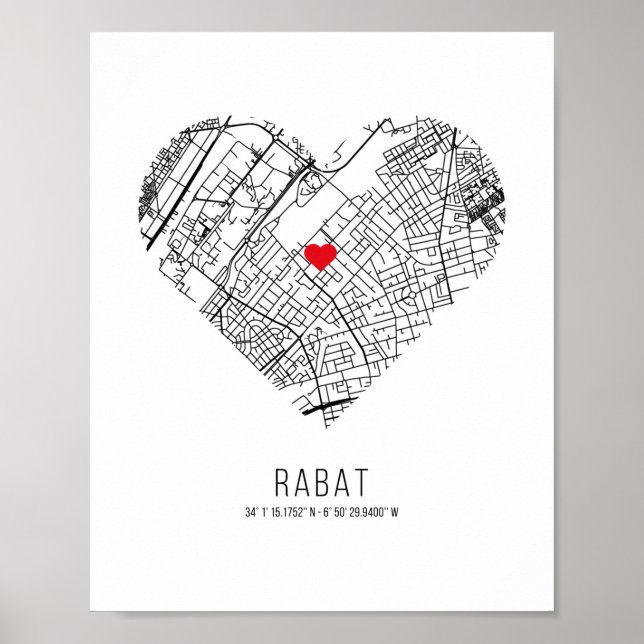 Heart Rabat City Map (Marokko) Poster (Vorne)