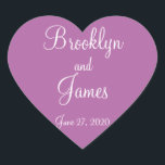 Heart Radiant Orchid Wedding Stickers<br><div class="desc">Radiant orchidfarbene Hochzeitsticker mit individuellem Text</div>