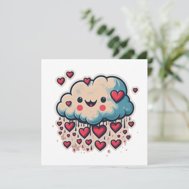 Heart Rain Cartoon (Stehend Vorderseite)