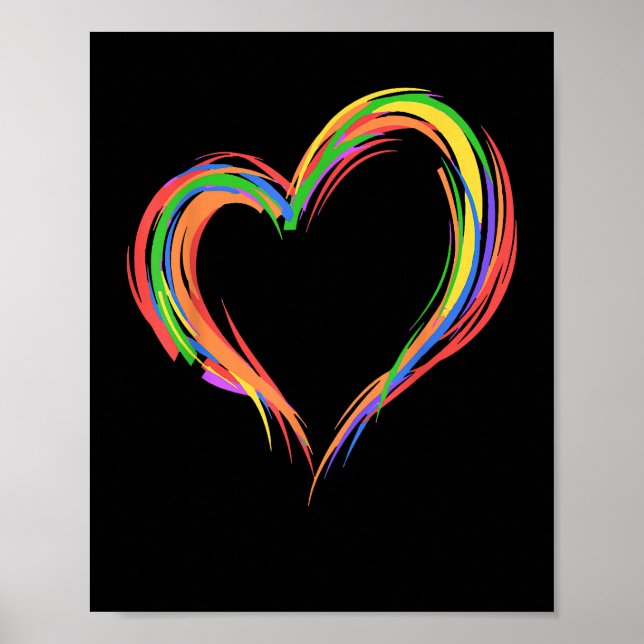 Heart Rainbow Flag LGBT Gay Les Pride Support LGBT Poster (Vorne)