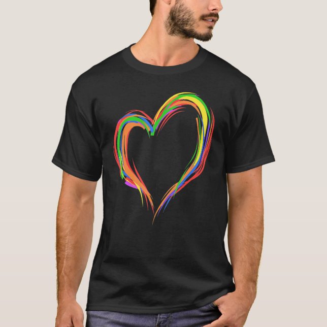Heart Rainbow Flag LGBT Gay Les Pride Support LGBT T-Shirt (Vorderseite)