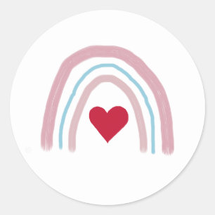 Heart Rainbow Pink Ombre Painting Stickers