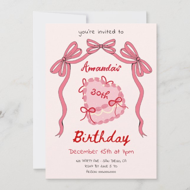 Heart Recto Cake Birthday Einladung (Vorderseite)