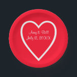 Heart Red White Wedding Custom Paper Teller 7"<br><div class="desc">Sie werden unser Rotes und Weißes Herz Liebe! Ideal für Hochzeit,  Verlobung oder Brautparty!</div>