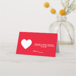 Heart Red White Wedding Table Platzkarte