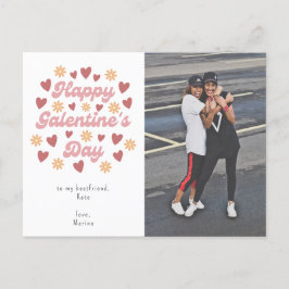 Heart Retro Happy Galentine's Day Bestfriend Foto Postkarte