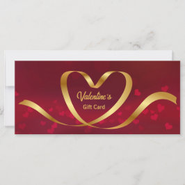 Heart Ribbon Gold Red Valentine's Day Geschenkkart