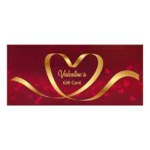 Heart Ribbon Gold Red Valentine's Day Geschenkkart
