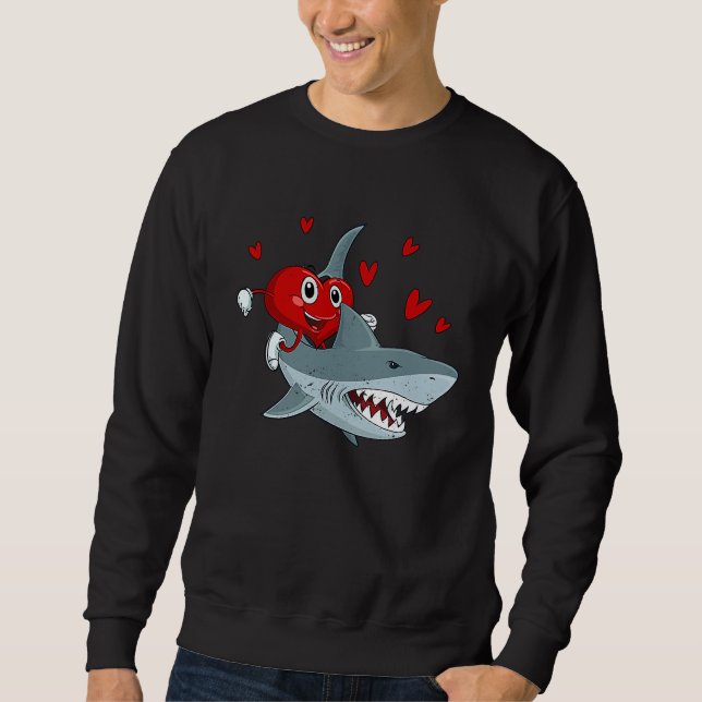 Heart Riding Shark Valentine's Day  Sharks   1 Sweatshirt (Vorderseite)