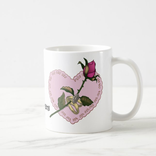 Heart Rings Rose Hochzeit Tasse (Rechts)