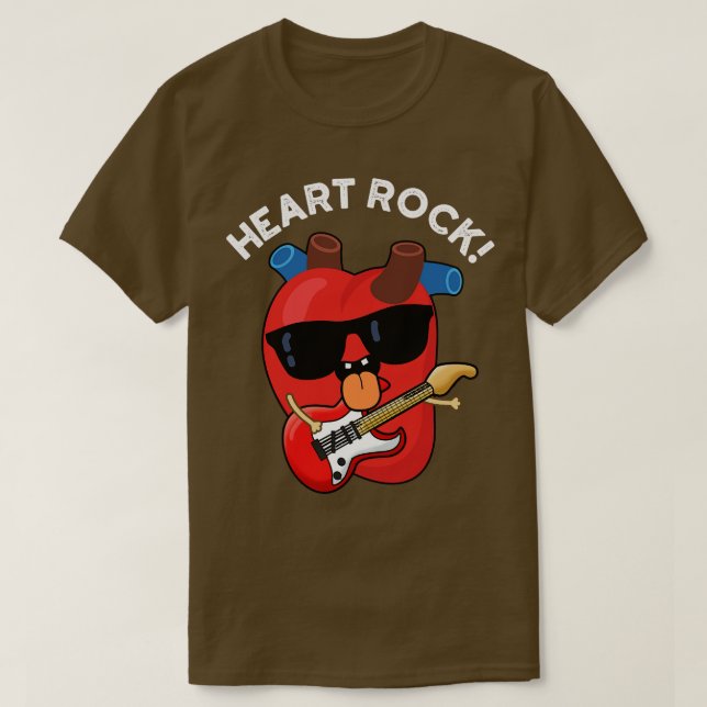 Heart Rock Funny Music Anatomie Pun T-Shirt (Design vorne)