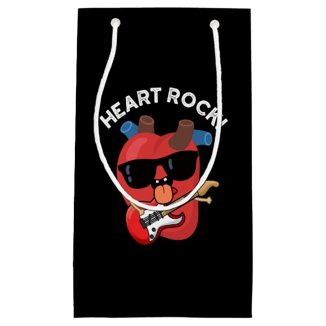 Heart Rock Funny Music Pub Dark BG Kleine Geschenktüte (Vorderseite)