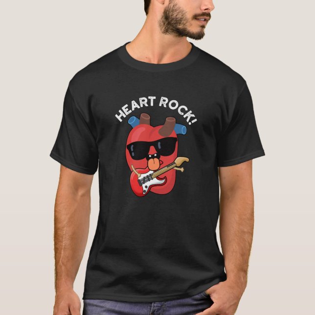 Heart Rock Funny Music Pub Dark BG T-Shirt (Vorderseite)