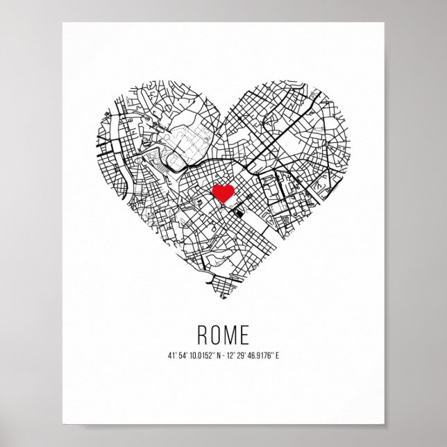 Heart Rome City Map (Italien) Poster (Vorne)