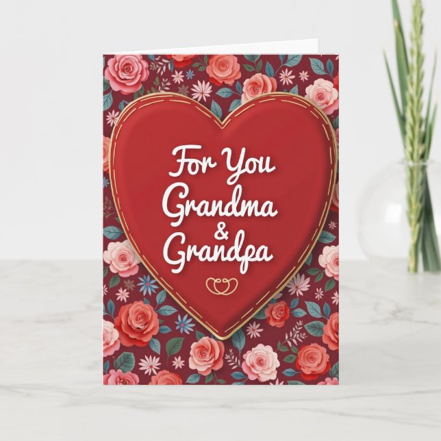 Heart Roses Grandma Grandpa Card Karte (Vorderseite)