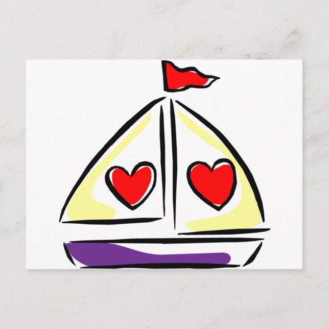 Heart Sailboat Postkarte (Vorderseite)