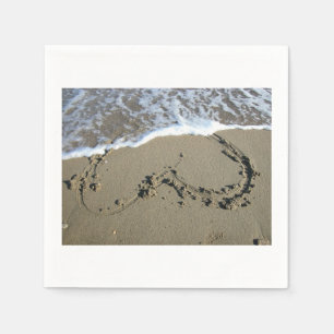 Heart Sand Beach Hochzeitspapier Napkins Serviette