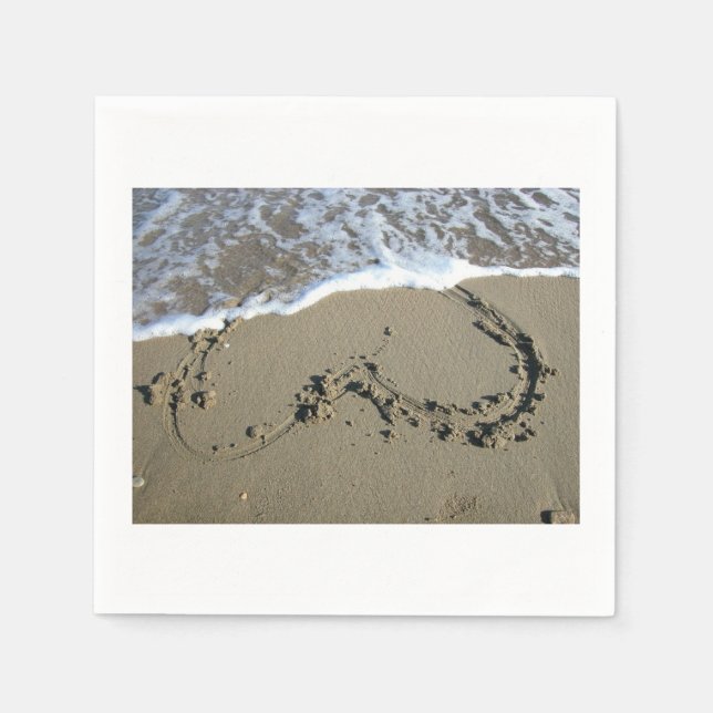 Heart Sand Beach Hochzeitspapier Napkins Serviette (Vorderseite)