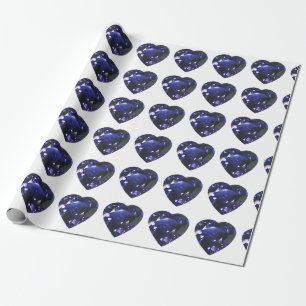 Heart Sapphire Blue Geschenkpapier