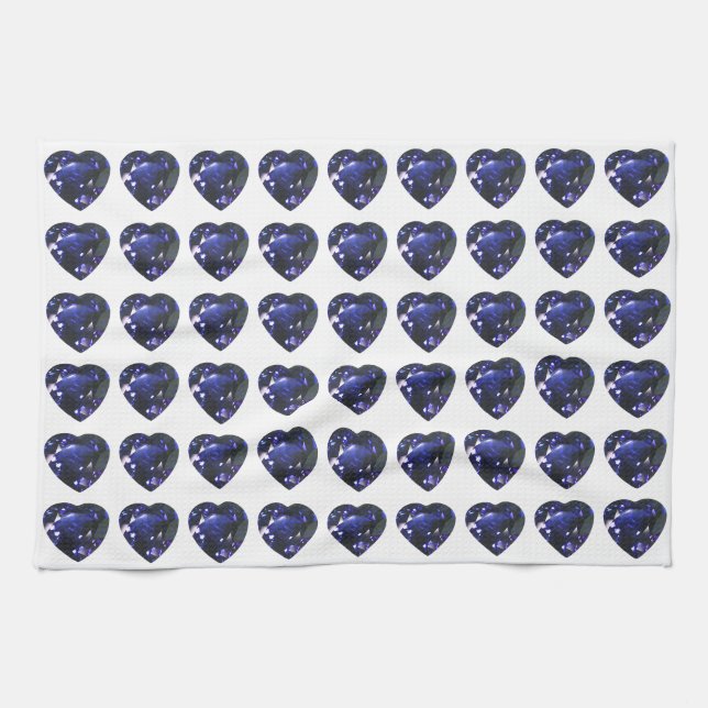 Heart Sapphire Blue Geschirrtuch (Horizontal)