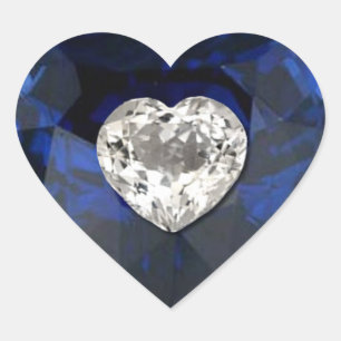 Heart Sapphire Diamond Print Sticker