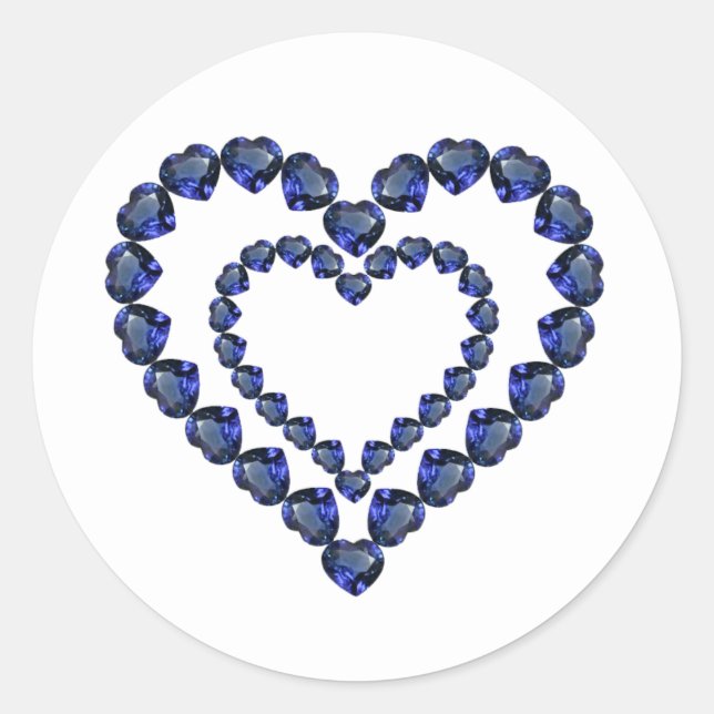 Heart Sapphire Gemstone Runder Aufkleber (Vorderseite)