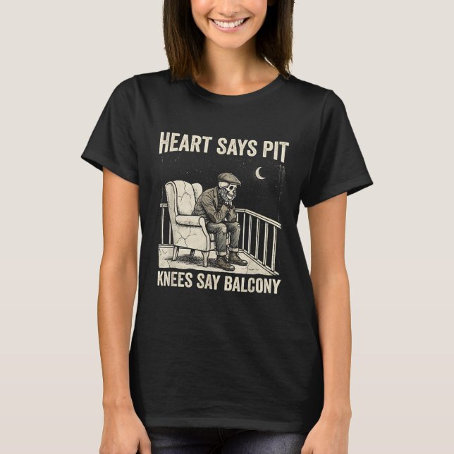 Heart Says T Knees Say Balcony Funny Old Men Music T-Shirt (Vorderseite)