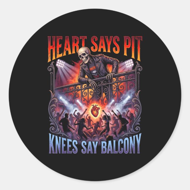 Heart Says T Knees Say Balcony Funny Old Skeleton  Runder Aufkleber (Vorderseite)