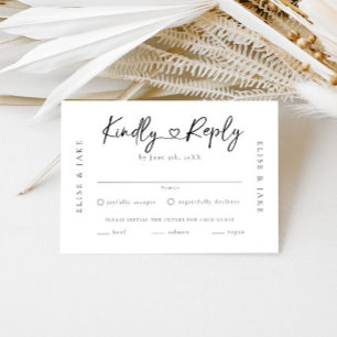 Heart Schriftart Wedding RSVP Karte