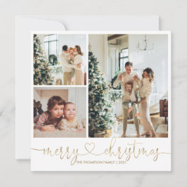 Heart Script Gold Frohe Weihnachten Foto Urlaub Karte