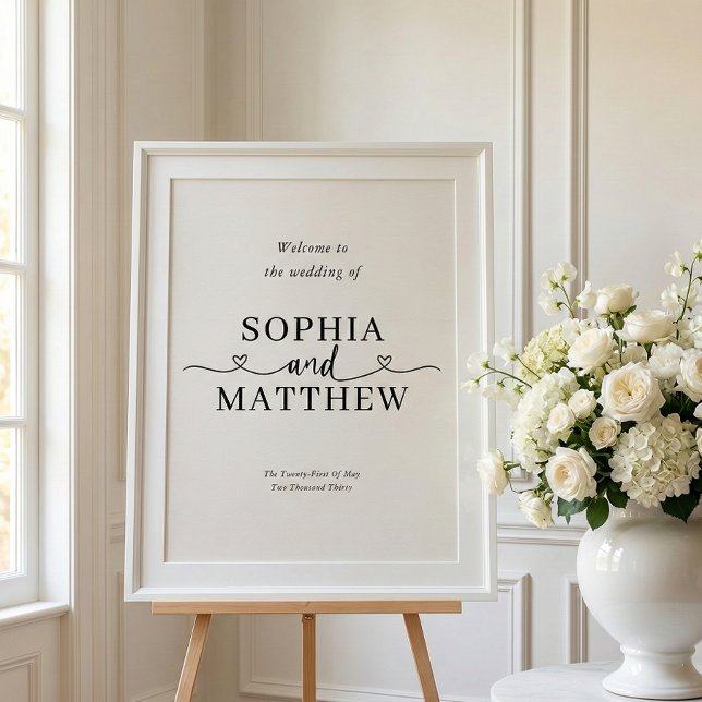 Heart Script Minimalist Wedding Welcome Sign Poster (Von Creator hochgeladen)