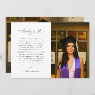 Heart Script Minimalistisch 2 Foto Graduation Part Dankeskarte