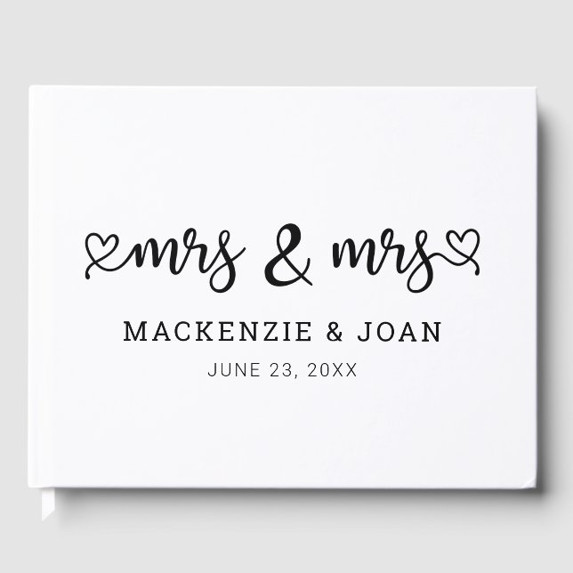 Heart Script Mrs. & Mrs. Lesbian Wedding Gästebuch (Vorderseite)