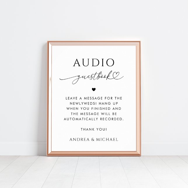 Heart Script Typografy Audio Guestbook Wedding Poster (Von Creator hochgeladen)
