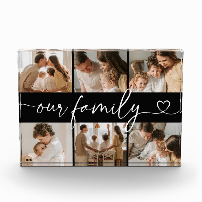 Heart Script Typography Elegant Our Family Fotoblock (Vorderseite)