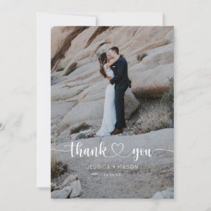 Heart Script Wedding Foto Vielen Dank Karte