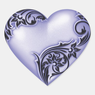 Heart Scroll Lavendel w Black Herz-Aufkleber