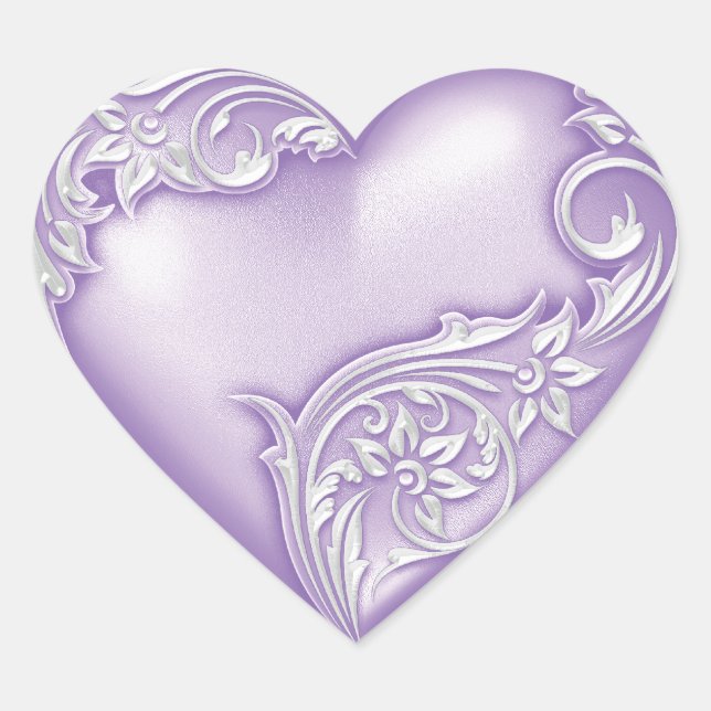 Heart Scroll Lilac w White Herz-Aufkleber (Vorderseite)