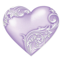 Heart Scroll Lilac w White